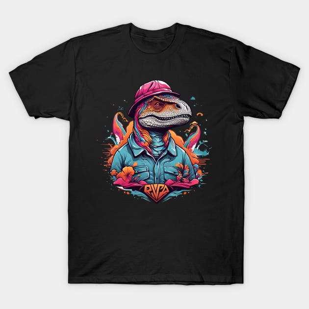 dino t-rex camping T-Shirt by Pastew Stdio